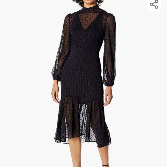 NWT Avec Les Filles flocked stars sheer dress - Picture 4 of 10